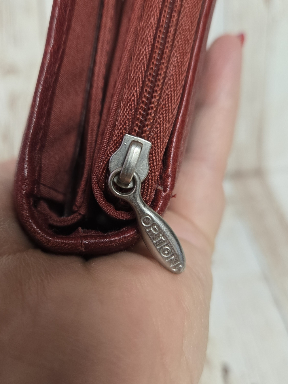 Options by Buxton Red Genuine Leather Checkbook Wallet Organizer - Picture 8 of 16